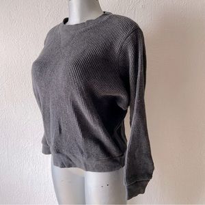 J. Crew Waffle Knit Sweater Top Black Label Casual Warm Cozy Charcoal Snow Layer